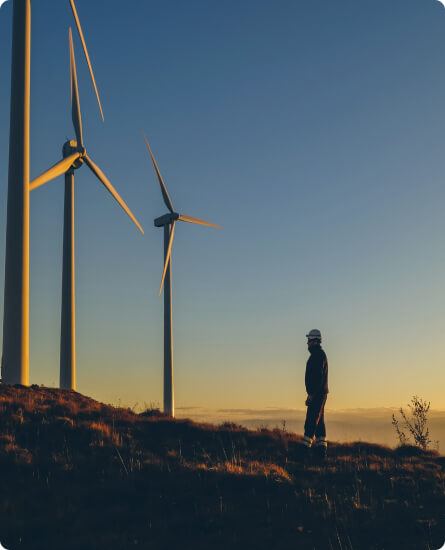 Worker at the windmill on the hill